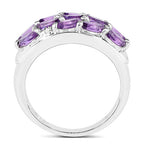 1.67 Carat Genuine Amethyst and White Topaz .925 Sterling Silver Ring
