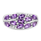 1.67 Carat Genuine Amethyst and White Topaz .925 Sterling Silver Ring