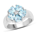 2.58 Carat Genuine Blue Topaz and White Topaz .925 Sterling Silver Ring