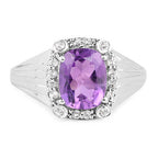 2.13 Carat Genuine Amethyst and White Topaz .925 Sterling Silver Ring