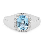 1.62 Carat Genuine Blue Topaz and White Topaz .925 Sterling Silver Ring