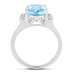 4.28 Carat Genuine Blue Topaz and White Topaz .925 Sterling Silver Ring