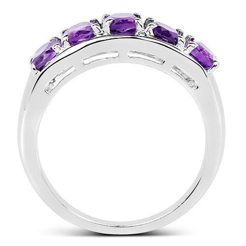 1.70 Carat Genuine Amethyst .925 Sterling Silver Ring