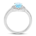 2.58 Carat Genuine Blue Topaz and White Topaz .925 Sterling Silver Ring