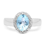 2.58 Carat Genuine Blue Topaz and White Topaz .925 Sterling Silver Ring