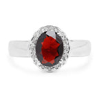 2.58 Carat Genuine Garnet and White Topaz .925 Sterling Silver Ring