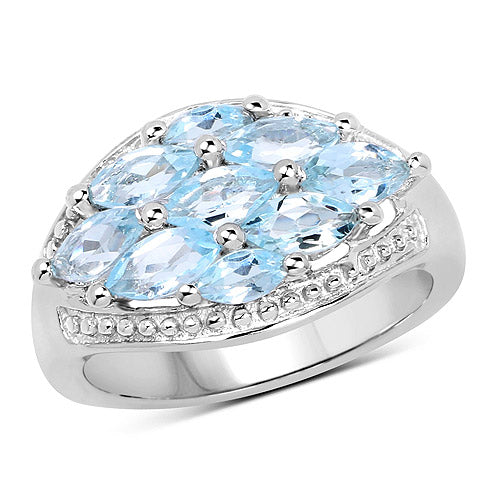 2.50 Carat Genuine Blue Topaz .925 Sterling Silver Ring