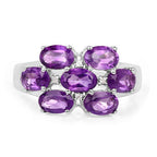 3.05 Carat Genuine  Amethyst and White Topaz .925 Sterling Silver Ring