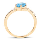 1.04 Carat Genuine Swiss Blue Topaz and White Diamond 14K Yellow Gold Ring