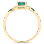 1.07 Carat Genuine Zambian Emerald and White Diamond 14K Yellow Gold Ring