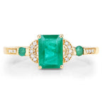 1.07 Carat Genuine Zambian Emerald and White Diamond 14K Yellow Gold Ring