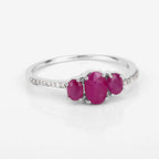 1.02 Carat Genuine Ruby and White Diamond 14K White Gold Ring