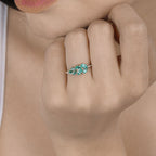 0.68 Carat Genuine Zambian Emerald and White Diamond 14K Yellow Gold Ring