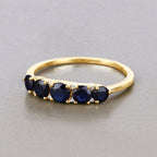 1.05 Carat Genuine Blue Sapphire and White Diamond 14K Yellow Gold Ring