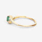 0.33 Carat Genuine Zambian Emerald and White Diamond 14K Yellow Gold Ring
