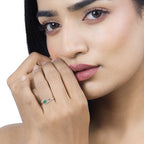 0.51 Carat Genuine Zambian Emerald and White Diamond 14K Yellow Gold Ring