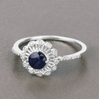 0.72 Carat Genuine Blue Sapphire and White Diamond 14K White Gold Ring