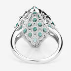 2.68 Carat Genuine Zambian Emerald and White Zircon .925 Sterling Silver Ring