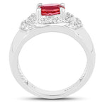 1.37 Carat Genuine Pink Topaz and White Cubic Zirconia .925 Sterling Silver Ring