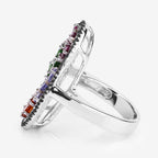 5.01 Carat Genuine Multi Stones .925 Sterling Silver Ring