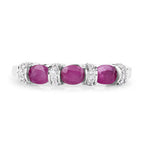 0.73 Carat Genuine Ruby and White Diamond 14K White Gold Ring