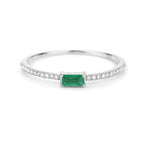 0.18 Carat Genuine Zambian Emerald and White Diamond 14K White Gold Ring