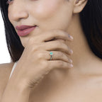 0.40 Carat Genuine Zambian Emerald and White Diamond 14K White Gold Ring
