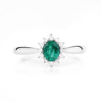 0.40 Carat Genuine Zambian Emerald and White Diamond 14K White Gold Ring