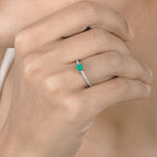 0.67 Carat Genuine Zambian Emerald and White Diamond 14K White Gold Ring