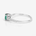 0.67 Carat Genuine Zambian Emerald and White Diamond 14K White Gold Ring