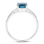 1.05 Carat Genuine London Blue Topaz and White Diamond 14K White Gold Ring