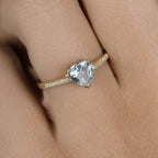 0.65 Carat Genuine Aquamarine and White Diamond 14K Yellow Gold Ring