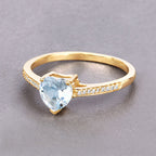 0.65 Carat Genuine Aquamarine and White Diamond 14K Yellow Gold Ring