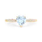 0.65 Carat Genuine Aquamarine and White Diamond 14K Yellow Gold Ring