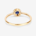 0.38 Carat Genuine Blue Sapphire and White Diamond 14K Yellow Gold Ring
