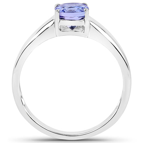 1.05 Carat Genuine Tanzanite .925 Sterling Silver Ring