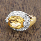 4.56 Carat Genuine Citrine and White Diamond .925 Sterling Silver Ring
