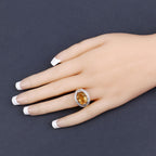 4.56 Carat Genuine Citrine and White Diamond .925 Sterling Silver Ring