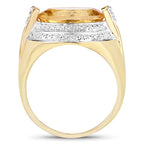 4.56 Carat Genuine Citrine and White Diamond .925 Sterling Silver Ring