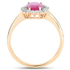 1.48 Carat Genuine Ruby and White Diamond 14K Yellow Gold Ring