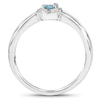 0.68 Carat Genuine Blue Zircon and White Zircon .925 Sterling Silver Ring
