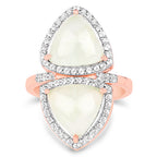18K Rose Gold Plated 7.58 Carat Genuine Prehnite and White Topaz .925 Sterling Silver Ring