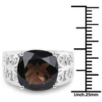 7.09 Carat Genuine Smoky Quartz .925 Sterling Silver Ring