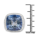 13.95 Carat Genuine Blue Mystic Quartz and White Topaz .925 Sterling Silver Ring