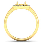 0.22 Carat Genuine White Diamond 14K Yellow Gold Semi Mount Ring - holds 9x7mm Oval Gemstone