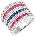 3.36 Carat Genuine Multi-Stone .925 Sterling Silver Ring
