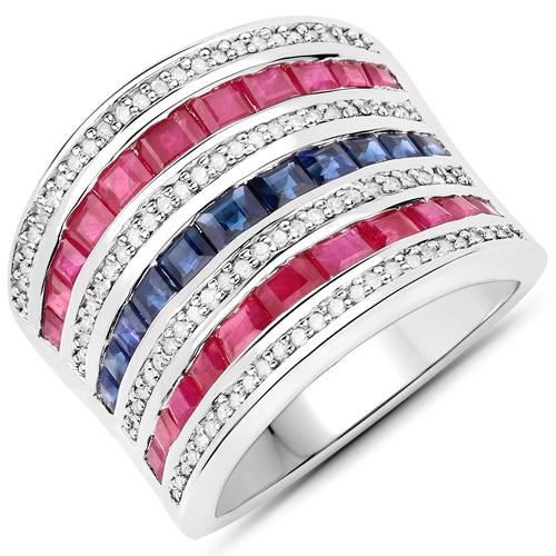 3.36 Carat Genuine Multi-Stone .925 Sterling Silver Ring