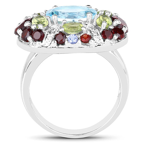 5.43 Carat Genuine Multi-Stone .925 Sterling Silver Ring
