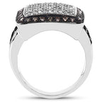 0.61 Carat Genuine Champagne Diamond and White Diamond .925 Sterling Silver Ring