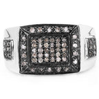 0.52 Carat Genuine Champagne Diamond .925 Sterling Silver Ring